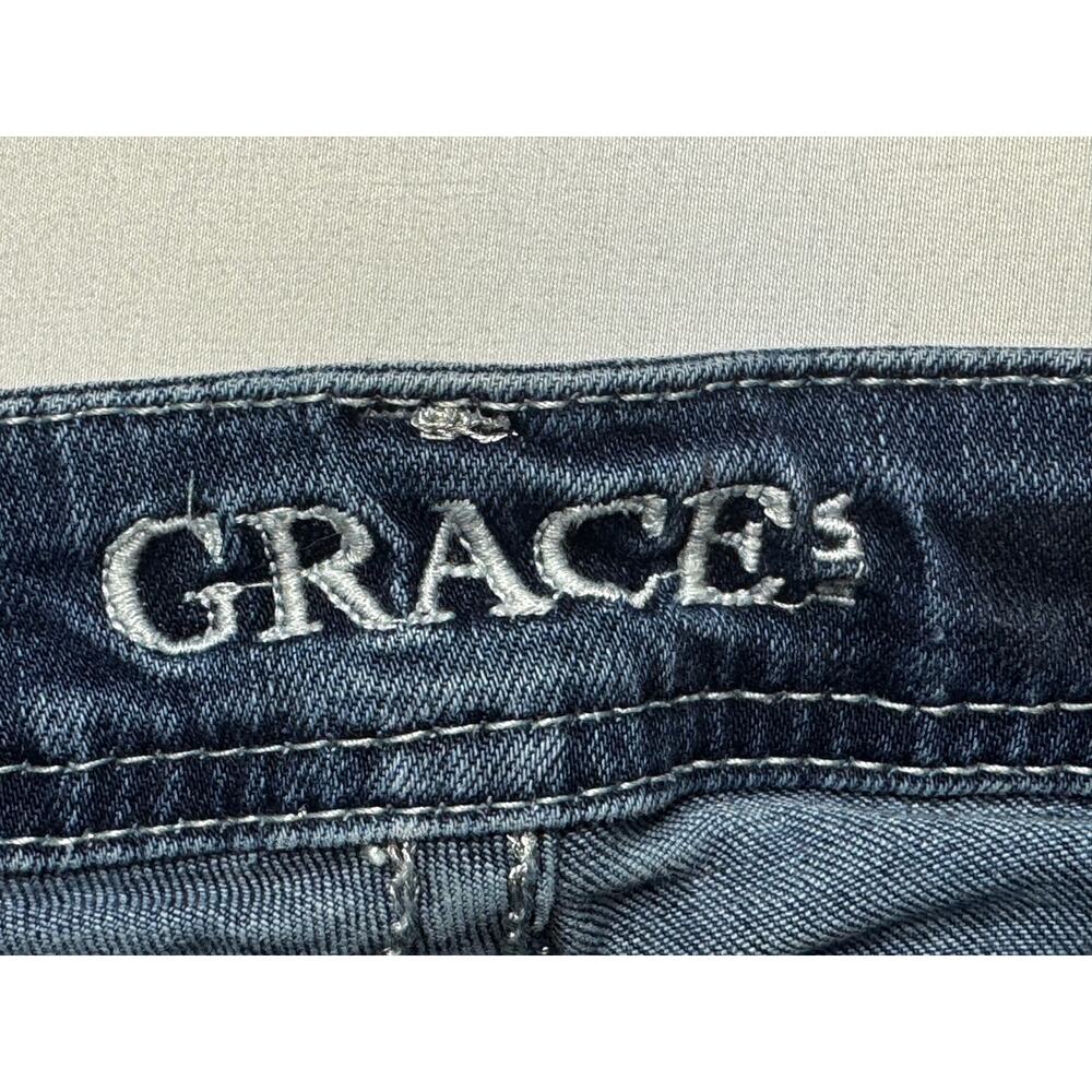 Grace in L.A. Women's Easy Fit Blue Denim Cut Off Shorts - Size 33x3.5 - Picture 4 of 7
